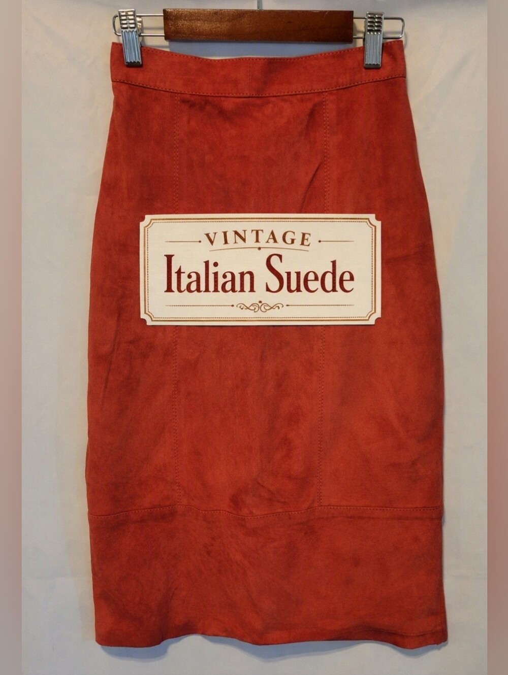 Creazioni Artico Per Antonio Da Pescara Vintage Italian Red Suede Pencil Skirt
